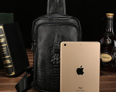 Cool Leather Mens Sling Bag Sling Shoulder Bag Sling Backpacks Chest Bag for men