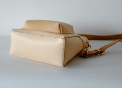 Handmade Leather Beige Womens Handbag Shoulder Bag Crossbody Purse for Women