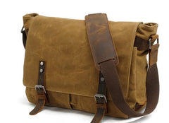 Mens Waxed Canvas Side Bag Canvas Messenger Courier Bag Shoulder Bag for Men
