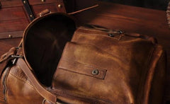 Cool Brown Leather Mens Backpack Large Brown Travel Backpack Hiking Backpack for men