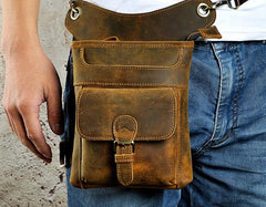 Cool Biker Leather Drop Leg Bag Mens Belt Pouch Waist Bag Shoulder Bag for Men