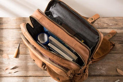 Cool Brown Mens Leather Backpacks Travel Backpacks Laptop Backpack for men