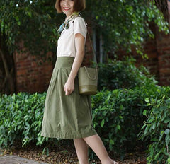 Cute Leather Green Womens Mini Bucket Purse Handbag Barrel Shoulder Bag for Women