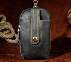 Mens Small Leather Holster Belt Case Belt Pouch Cell Phone Waist Pouch for Men