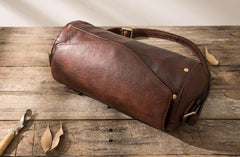 Cool Small Mens Leather Barrel Bag Messenger Bags Shoulder Bags  for Men