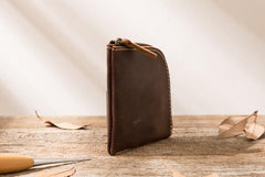 Cool Leather Mens Small Front Pocket Wallet Vintage billfold Wallets for Men
