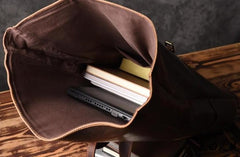 Vintage Brown Leather Mens Backpack Large Travel Backpack Hiking Backpack for men