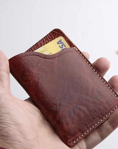 Handmade Leather Mens Cool billfold Wallet Card Holder Small Card Slim Wallets for Men