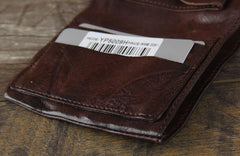 Handmade Genuine Leather Mens Cool Slim Leather Billfod Wallet Men billfold Wallets Bifold for Men