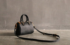 Vintage LEATHER WOMEN Mini Boston Handbag Purse SHOULDER BAG Purses FOR WOMEN