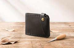 Handmade Leather Mens Small Wallets Bifold Slim billfold Front Pocket Wallet for Men