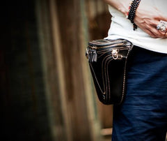 Leather Belt Pouches Mens Small Cases Waist Bag Hip Pack Belt Bag for Men