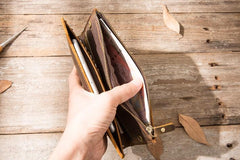 Vintage Cool Mens long Wallet Leather Wallet Long Wallet for Men