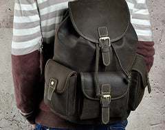 Cool Leather Mens Backpack Vintage Travel Backpack School Backpack for men