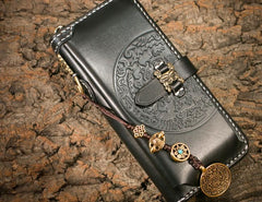 Handmade Leather Mens Chain Biker Wallet Cool Leather Wallet Long Phone Wallets for Men