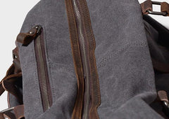 Gray Mens Leather Canvas Large Weekender Bag Canvas Travel Bag for Men