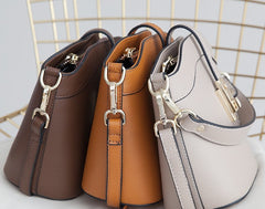 Leather Womens Stylish Mini Bucket Handbag Crossbody Purse Barrel Shoulder Bag for Women