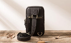 Cool Leather Mens Sling Bag Sling Shoulder Bags Chest Bag for men