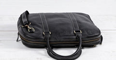 Cool Black Leather Mens Briefcase Work Bag Laptop Bag Business Bag for Men