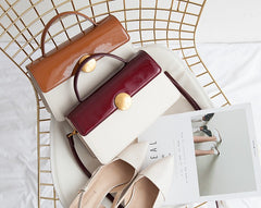 Cute Leather Womens Stylish White Handbag Crossbody Purse Barrel Shoulder Bag for Women