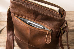 Cool Small Leather Coffee Mens Messenger Bags Shoulder Bags for Men