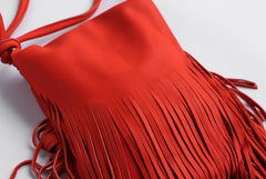 Handmade WOMENs LEATHER Tassels Shoulder Bag Vintage Crossbody Purse With tassels