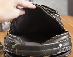 Cool Leather Mens Small Side Bag Messenger Bags Shoulder Bags for Men