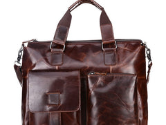 Vintage Leather Mens Briefcase Business Bag Work Bag For Men