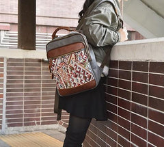 Vintage Canvas Gray Mens Backpack Canvas Travel Bag Canvas School Bag for Men