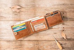 Cool Leather Mens Trifold Slim Front Pocket Wallets billfold Small Wallet for Men