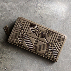 Vintage LEATHER Womens Long Wallet Fashion Zipper Long Wallets FOR Women