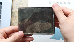 Cool Leather Mens Camouflage License Wallet Front Pocket Wallet Slim Card Wallet for Men
