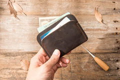 Vintage Leather Mens Card Holders Slim Front Pocket Wallet Card Wallets for Men