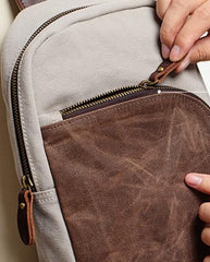 Cool Canvas Gray Mens Sling Bag Chest Bag One Shoulder Pack for men