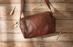 Cool Small Leather Black Mens Messenger Bags Shoulder Bags  for Men