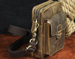 Cool Mens Small Leather Belt Pouch Holster Belt Case Waist Pouch Side Bag for Men