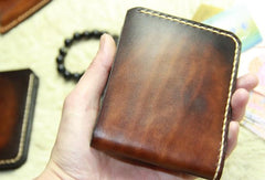 Vintage Leather Mens Slim Small Wallet Leather Small Wallets billfold Wallet for Men