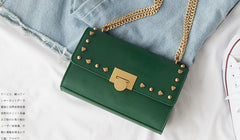 Leather Stylish Womens Rivet Handbag Work Purse Chain Shoulder Bag for Women