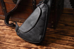 Cool Leather Mens Chest Bag Sling Bag Sling Crossbody Bag Travel Sling Bag for men