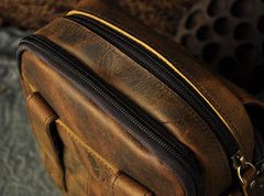 Mens Leather Small Belt Pouch Side Bags Waist Pouches COURIER BAG Holster Belt Case for Men