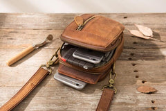 Leather Belt Pouch Belt Cases Mens Waist Bag Small Shoulder Bag for Men