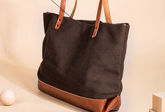 Handmade Genuine Leather Canvas Handbag Tote Large Shopper Bag Purse Handbag Shoulder Bag Purse For Women - EverHandmade