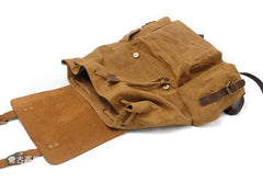 Waxed Canvas Leather Mens Hiking Backpacks Canvas Travel Backpack School Backpack for Men