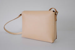 Handmade Leather Beige Womens Vintage Crossbody Purse Shoulder Bag for Women
