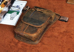 Cool Leather Drop Leg Bag Belt Pouches Mens Waist Bag Shoulder Bag for Men