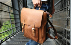 Cool Leather Mens Backpack Travel Backpack Laptop Backpack for men