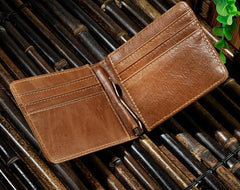 Cool Leather Mens Slim Small Wallet billfold Money Clip Front Pocket Wallet for Men