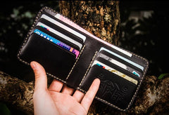 Handmade Leather Chinese Lion Tooled Mens Small Wallet Cool Leather Wallet billfold Wallet for Men