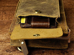 Mens Leather Small Belt Pouch Side Bag Waist Pouch COURIER BAG Holster Belt Case for Men