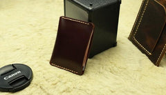Handmade Leather Mens Slim Front Pocket Wallet Leather Small Wallets  for Men
